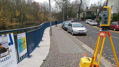 Herausfordernde Entwurfsvermessung auf der Karl-Heine Straße am Kanal